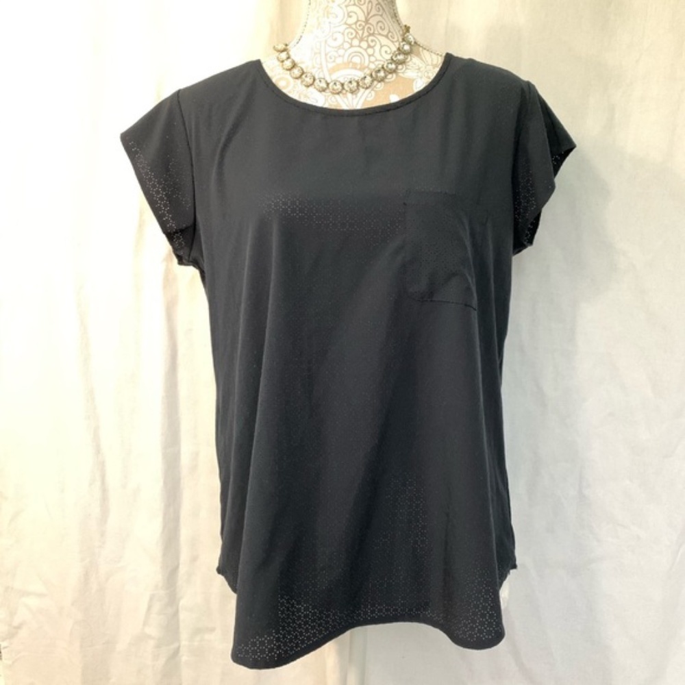 Ann Taylor // Outlet Navy Perforated SS Top Large z26